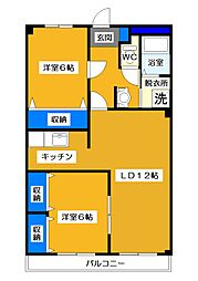 パールメゾン田川 2LDKの間取図画像