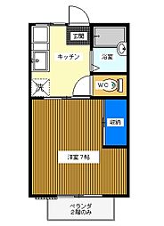つくばエクスプレス つくば駅 徒歩19分の賃貸アパート 2階1Kの間取り
