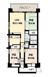 中目黒サニーフラット 3LDKの間取図画像