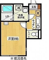 アネックス・ツシマ 2階1Kの間取り