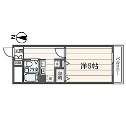 パストラーナ柏木 2階1Kの間取り