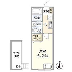 コンポジット相原 1階1Kの間取り