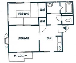 桜ハイツ 2DKの間取図画像