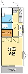 エーデル2 1Kの間取図画像