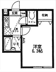 オーシャン 1階ワンルームの間取り