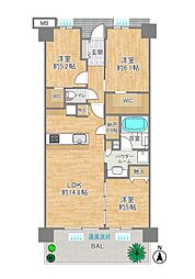 シティテラス神崎川駅前シーズンズテラス 3SLDKの間取図画像