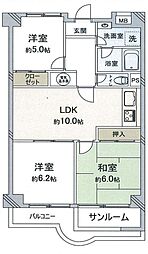 ジークレフ武庫川 3LDKの間取図画像