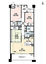 プリンスハイツ鳴尾北 3LDKの間取図画像
