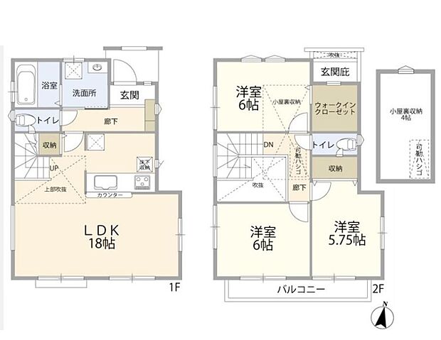 立川市幸町　中古戸建(3LDK)の間取り