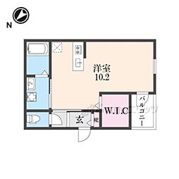 京阪本線 枚方市駅 徒歩15分の賃貸アパート 2階ワンルームの間取り