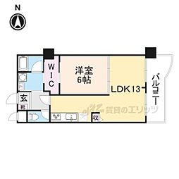 ＯＭマンション東生駒 7階1LDKの間取り