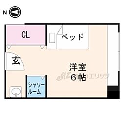 京阪本線 樟葉駅 徒歩34分の賃貸マンション 2階ワンルームの間取り