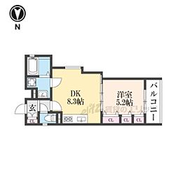 ラモーナ清瀧 2階1LDKの間取り