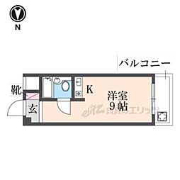 セゾン若松 1Kの間取図画像