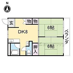 にしまちハイツ 2DKの間取図画像