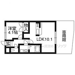 JR片町線(学研都市線) 藤阪駅 徒歩25分の賃貸アパート 1階1LDKの間取り