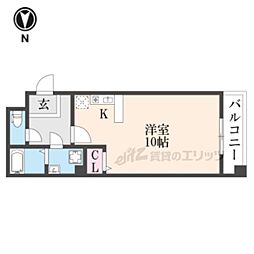 近鉄奈良線 河内花園駅 徒歩7分の賃貸アパート 1階ワンルームの間取り