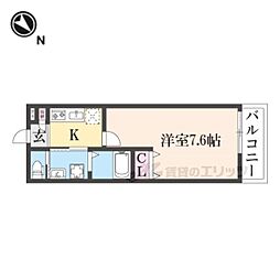 ＡＬＥＧＲＩＡ古川橋II 2階1Kの間取り