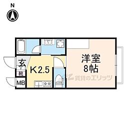 クラウディア長尾 3階1Kの間取り