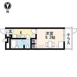 近鉄奈良線 東花園駅 徒歩16分の賃貸アパート 1階1Kの間取り