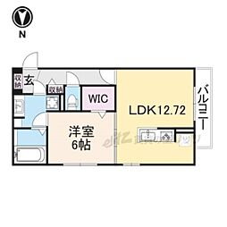 近鉄奈良線 河内花園駅 徒歩6分の賃貸アパート 1階1LDKの間取り