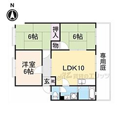 JR片町線(学研都市線) 藤阪駅 徒歩25分の賃貸アパート 1階3LDKの間取り