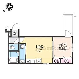 サンセレーノMINAMI 3階1LDKの間取り