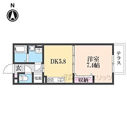 JR片町線(学研都市線) 放出駅 徒歩10分の賃貸アパート 2階1DKの間取り