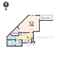 JR片町線(学研都市線) 野崎駅 徒歩1分の賃貸アパート 2階1Kの間取り
