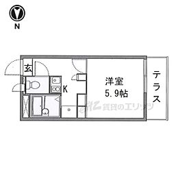レオパレスソレイユII 1階1Kの間取り