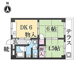 ＯＭレジデンス八戸ノ里 502 5階2DKの間取り