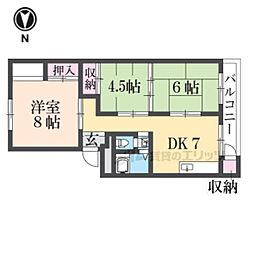 岸田マンション 3DKの間取図画像