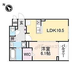 グレース讃良 1LDKの間取図画像
