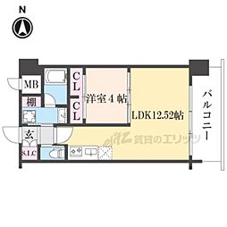 プレジオ八戸ノ里 1LDKの間取図画像