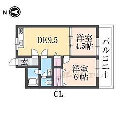 ウインドヒル香里1 2DKの間取図画像