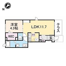モンレーヴ 1LDKの間取図画像