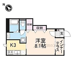 カロテラス 1Kの間取図画像