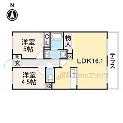 グレースコート香里園 2LDKの間取図画像