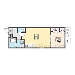フジパレス忍ケ丘III番館 1LDKの間取図画像