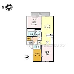 D-room美田 2LDKの間取図画像