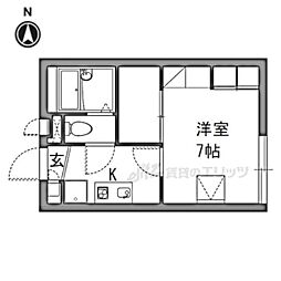 レオパレスミズキ 2階1Kの間取り