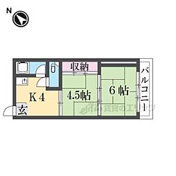 壱分マンション 2階2DKの間取り