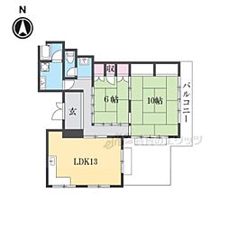 信永ビル 3階2LDKの間取り