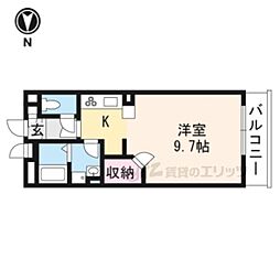 近鉄大阪線 二上駅 徒歩9分の賃貸アパート 1階1Kの間取り