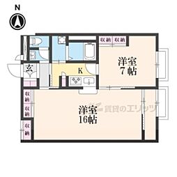 レオパレスヴィラージュＥ 1階1LDKの間取り