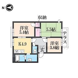エクセル青垣 1階3Kの間取り