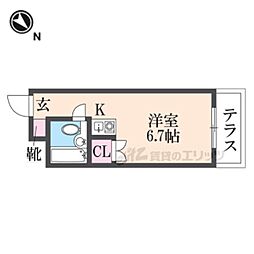 JR関西本線 三郷駅 徒歩4分の賃貸マンション 3階ワンルームの間取り