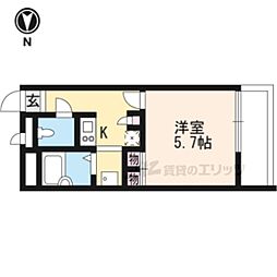 近鉄奈良線 額田駅 徒歩3分の賃貸アパート 1階1Kの間取り