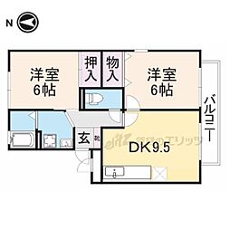アムール橿原 3階2DKの間取り