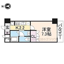 グリーンフィール大宮 5階1Kの間取り